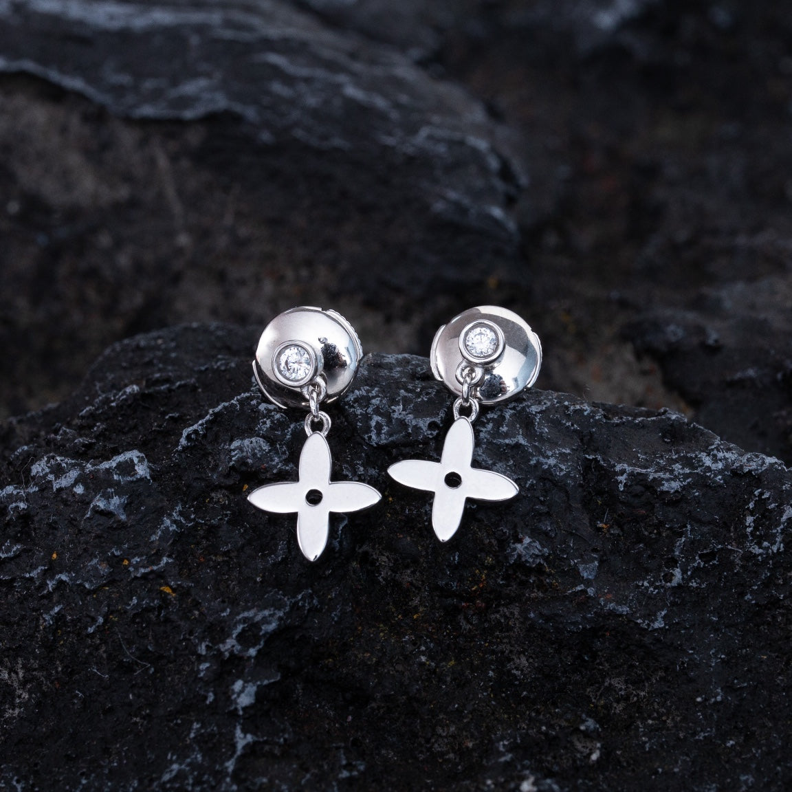 [Lumina]VIDYLLE SILVER DIAMOND MINI DROP EARRINGS