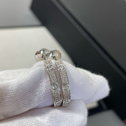 [Lumina]LOVE DIAMOND SILVER HOOP EARRINGS