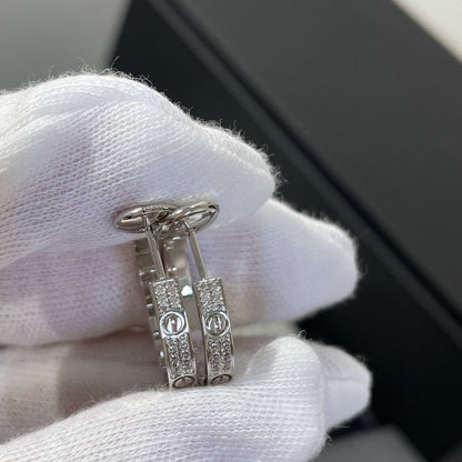 [Lumina]LOVE DIAMOND SILVER HOOP EARRINGS