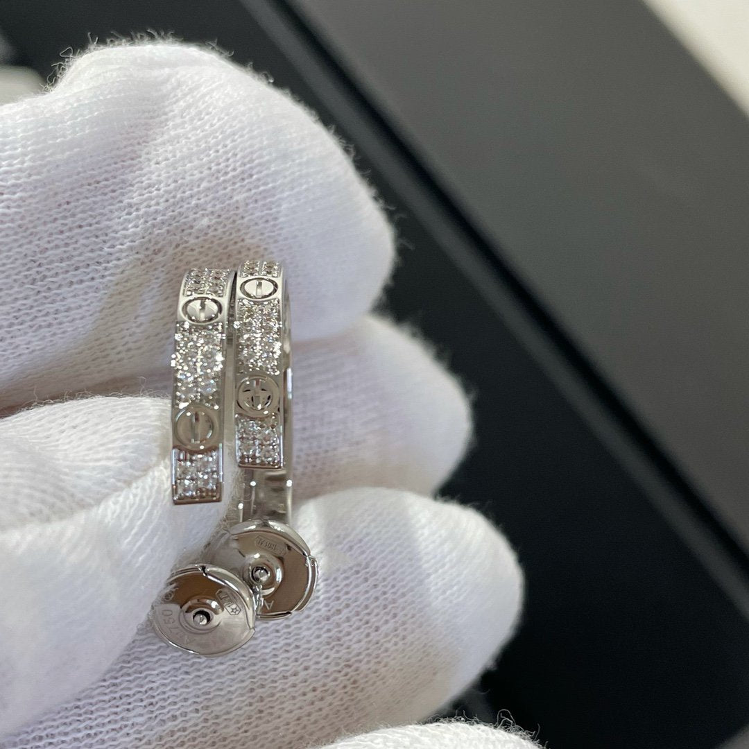 [Lumina]LOVE DIAMOND SILVER HOOP EARRINGS