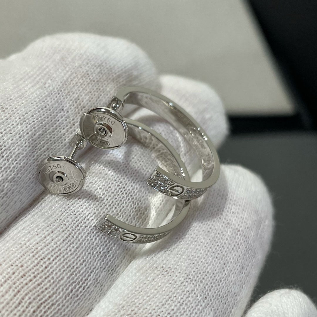 [Lumina]LOVE DIAMOND SILVER HOOP EARRINGS