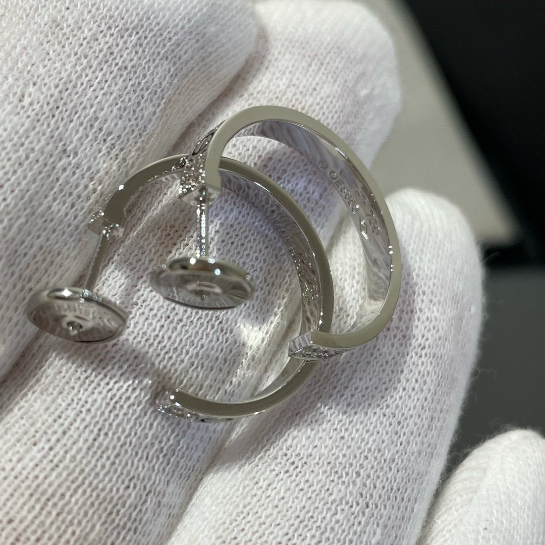 [Lumina]LOVE DIAMOND SILVER HOOP EARRINGS