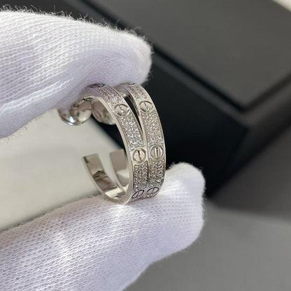 [Lumina]LOVE DIAMOND SILVER HOOP EARRINGS