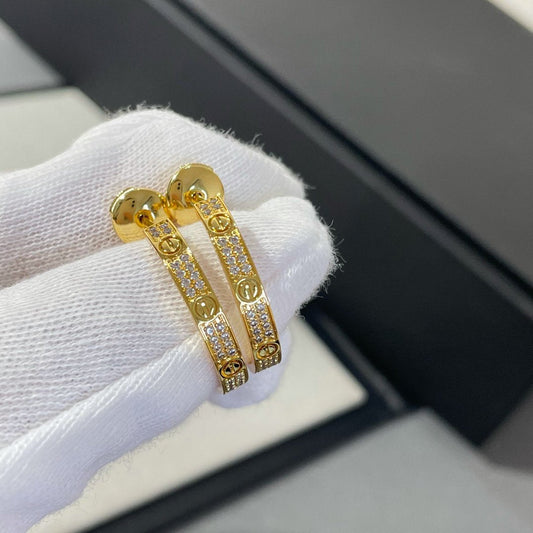 [Lumina]LOVE DIAMOND GOLD HOOP EARRINGS