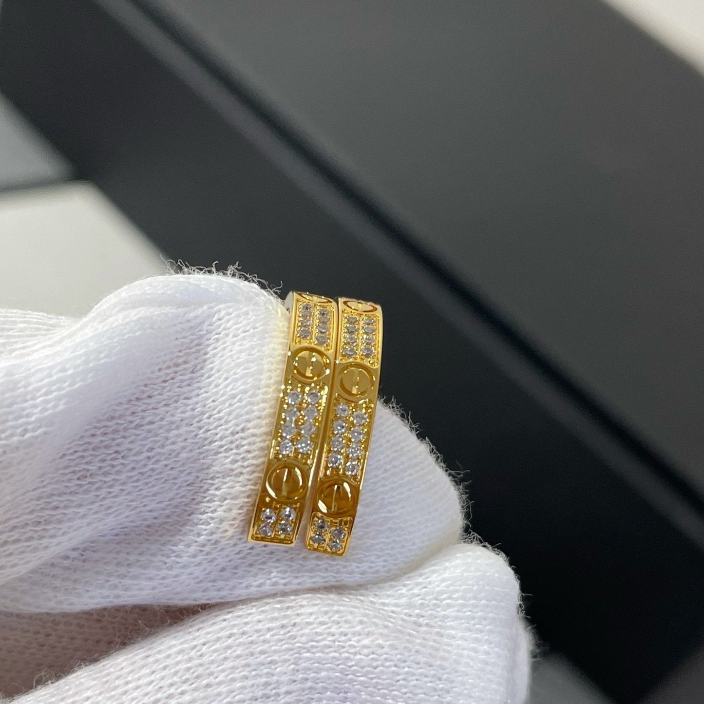 [Lumina]LOVE DIAMOND GOLD HOOP EARRINGS