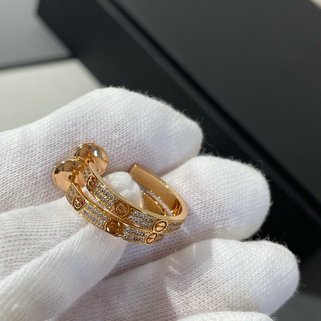 [Lumina]LOVE DIAMOND PINK GOLD HOOP EARRINGS