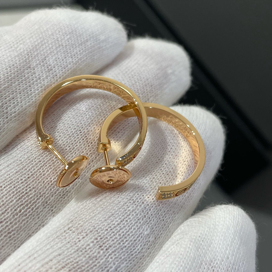 [Lumina]LOVE DIAMOND PINK GOLD HOOP EARRINGS