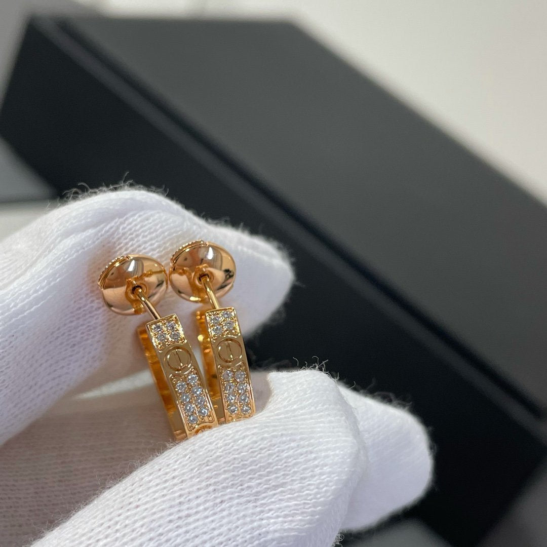 [Lumina]LOVE DIAMOND PINK GOLD HOOP EARRINGS