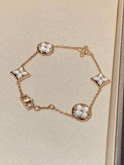 [Lumina]STAR AND SUN 5 MOTIF MOP PINK GOLD BRACELET