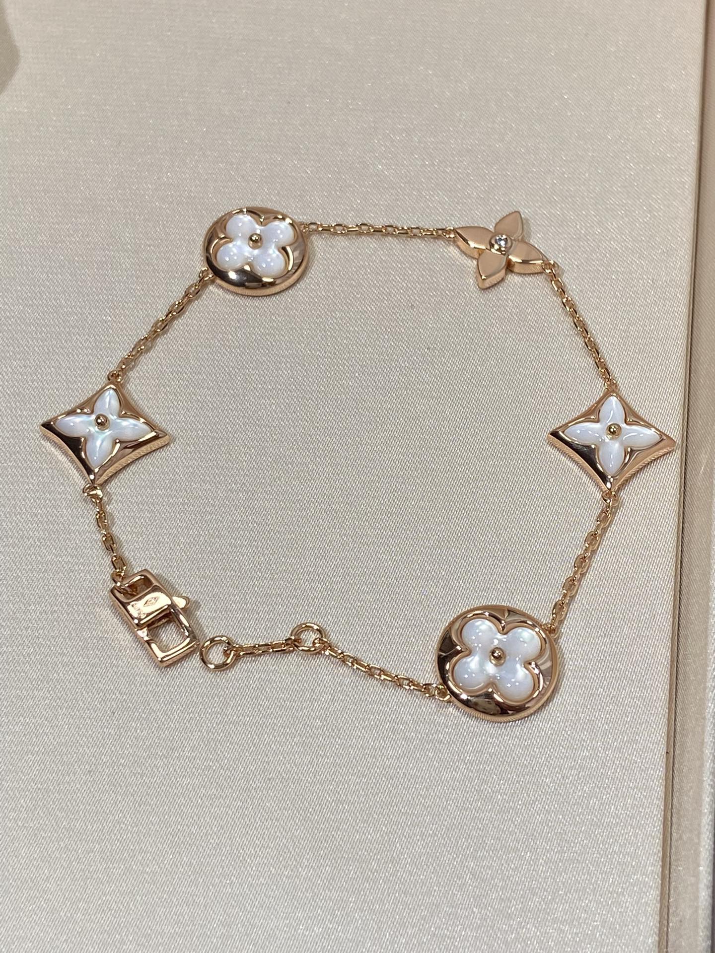 [Lumina]STAR AND SUN 5 MOTIF MOP PINK GOLD BRACELET