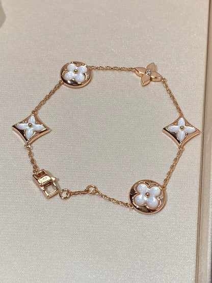 [Lumina]STAR AND SUN 5 MOTIF MOP PINK GOLD BRACELET