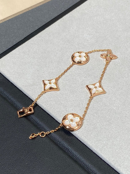 [Lumina]STAR AND SUN 5 MOTIF MOP PINK GOLD BRACELET