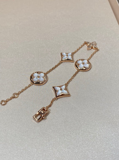 [Lumina]STAR AND SUN 5 MOTIF MOP PINK GOLD BRACELET