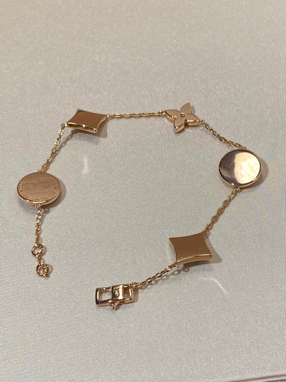 [Lumina]STAR AND SUN 5 MOTIF MOP PINK GOLD BRACELET