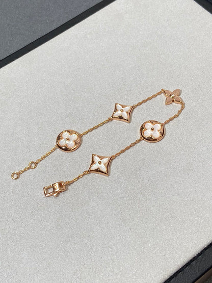 [Lumina]STAR AND SUN 5 MOTIF MOP PINK GOLD BRACELET