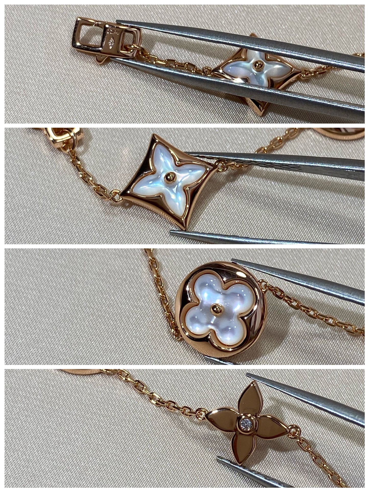 [Lumina]STAR AND SUN 5 MOTIF MOP PINK GOLD BRACELET