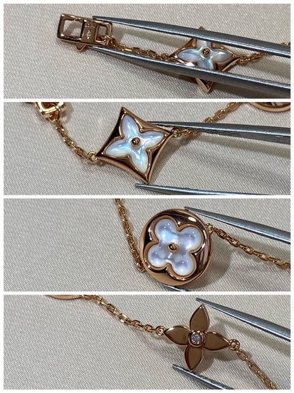 [Lumina]STAR AND SUN 5 MOTIF MOP PINK GOLD BRACELET