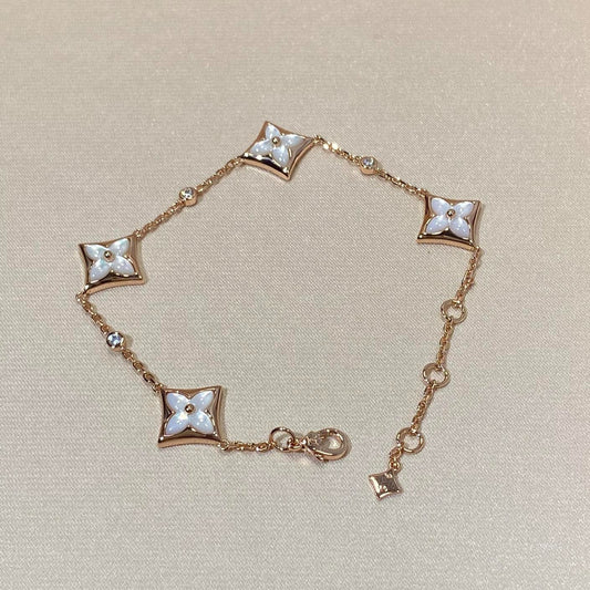 [Lumina]STAR 4 MOTIF MOP DIAMOND PINK GOLD BRACELET