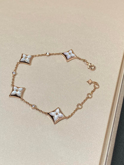 [Lumina]STAR 4 MOTIF MOP DIAMOND PINK GOLD BRACELET