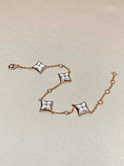 [Lumina]STAR 4 MOTIF MOP DIAMOND PINK GOLD BRACELET
