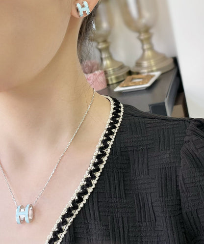 [Lumina]POP H SKY BLUE STUD EARRINGS