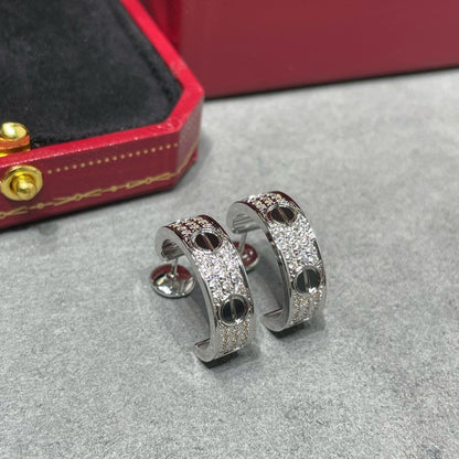 [Lumina]LOVE CERAMIC DIAMOND PAVED SILVER EARRINGS