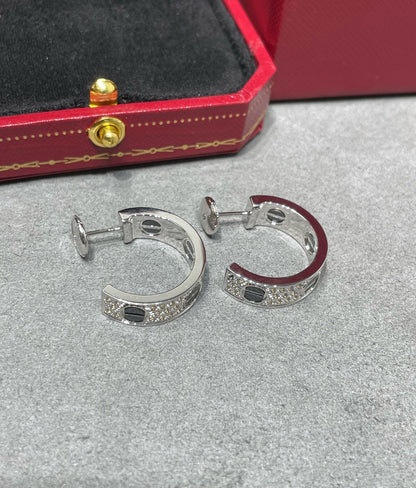 [Lumina]LOVE CERAMIC DIAMOND PAVED SILVER EARRINGS