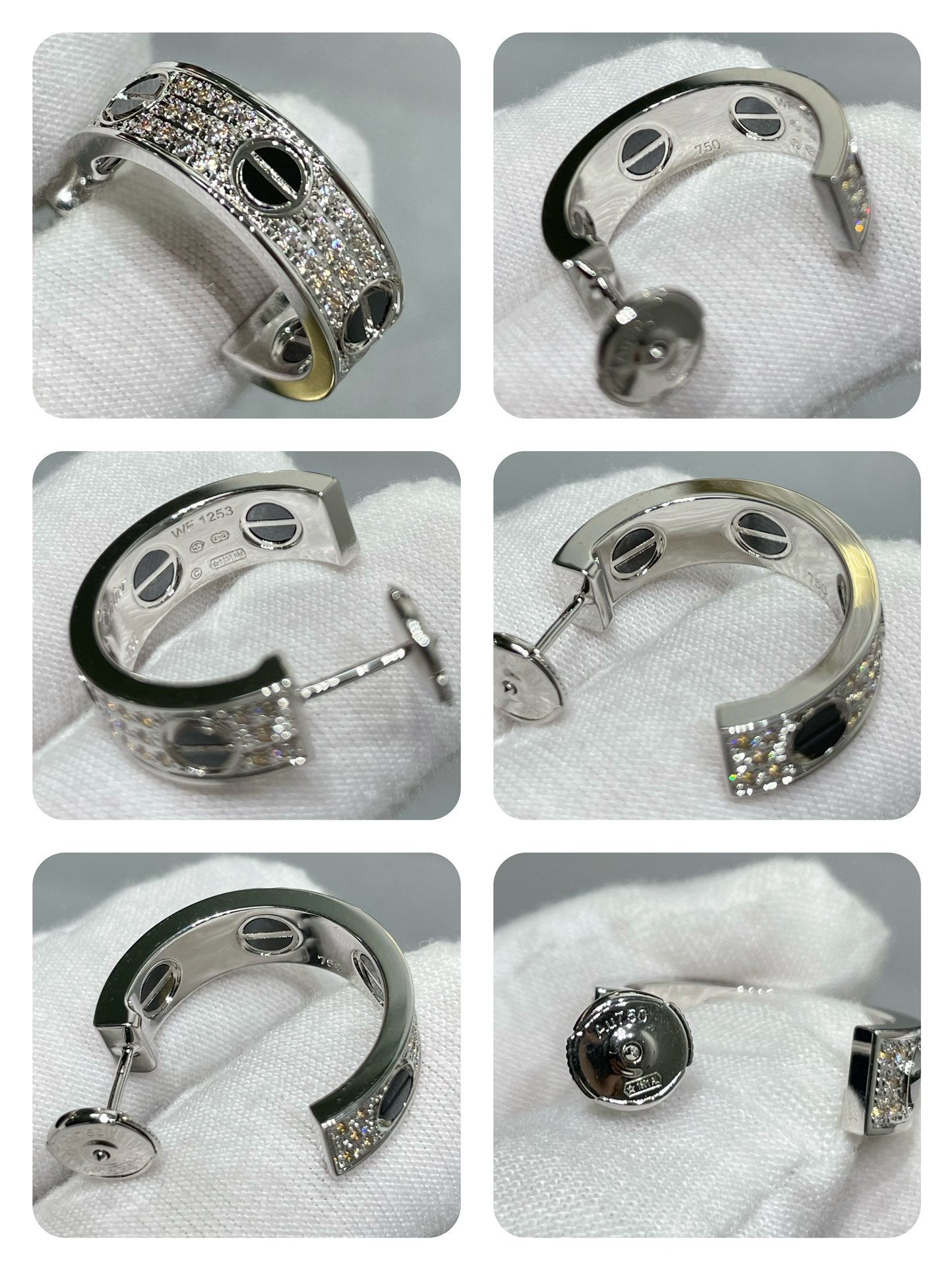 [Lumina]LOVE CERAMIC DIAMOND PAVED SILVER EARRINGS