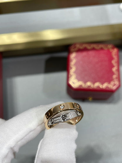 [Lumina]LOVE PINK GOLD SILVER DIAMOND DOUBLE RING