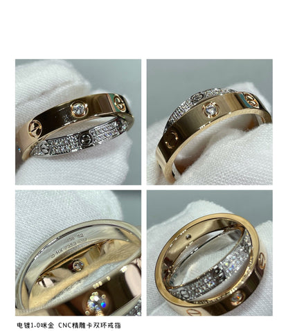 [Lumina]LOVE PINK GOLD SILVER DIAMOND DOUBLE RING