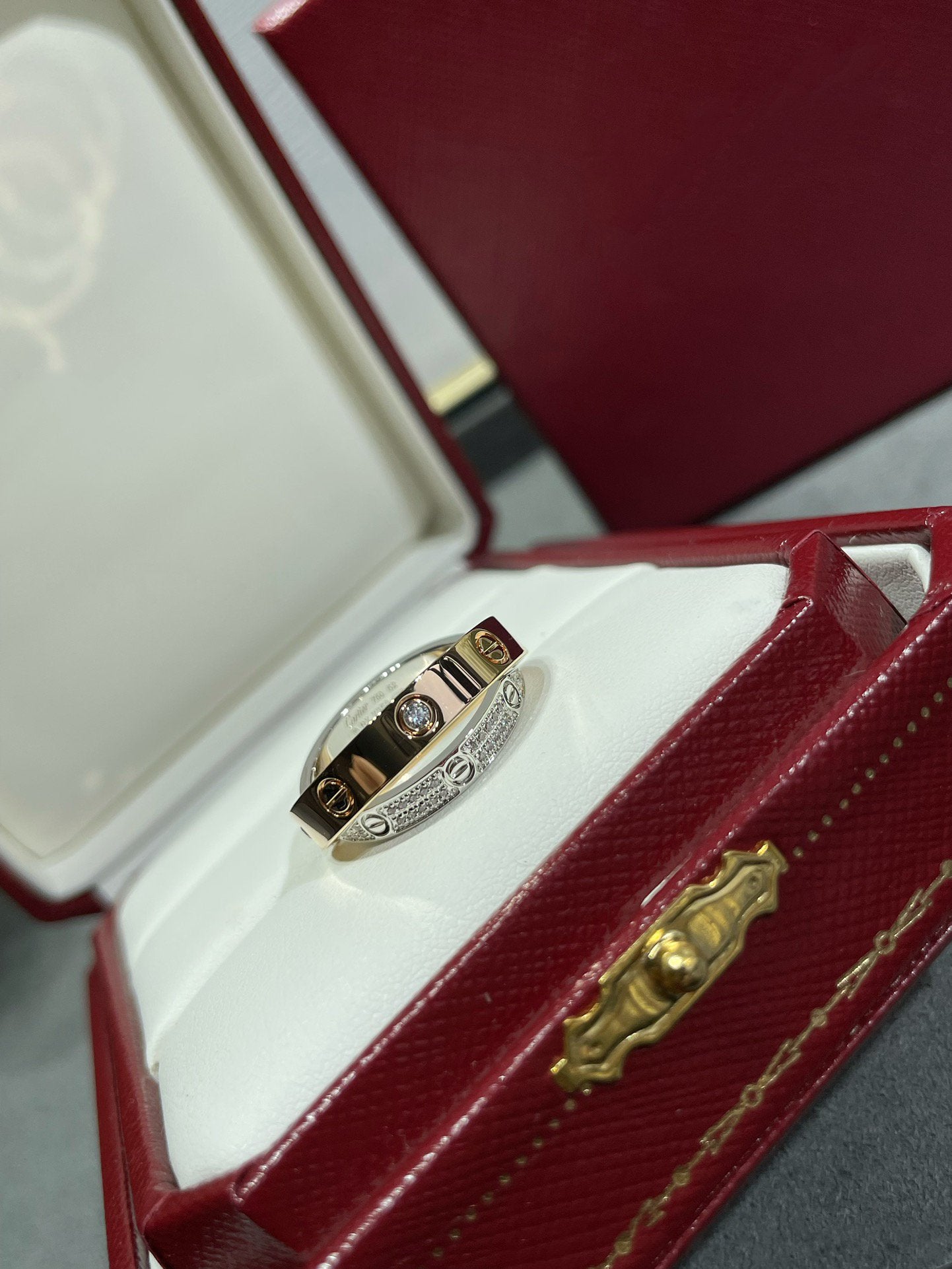 [Lumina]LOVE PINK GOLD SILVER DIAMOND DOUBLE RING