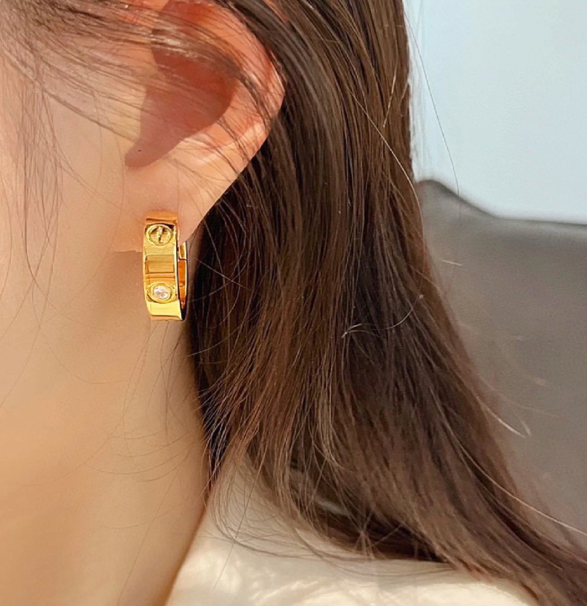 [Lumina]LOVE 5.5MM 1 DIAMOND EARRINGS