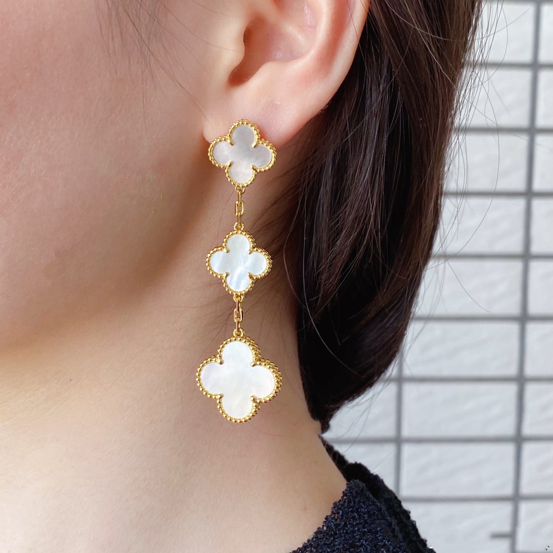 [Lumina]CLOVER MOP 3 MOTIFS GOLD EARRINGS