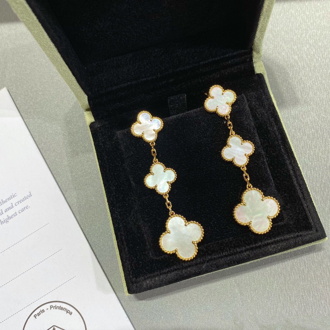[Lumina]CLOVER MOP 3 MOTIFS GOLD EARRINGS