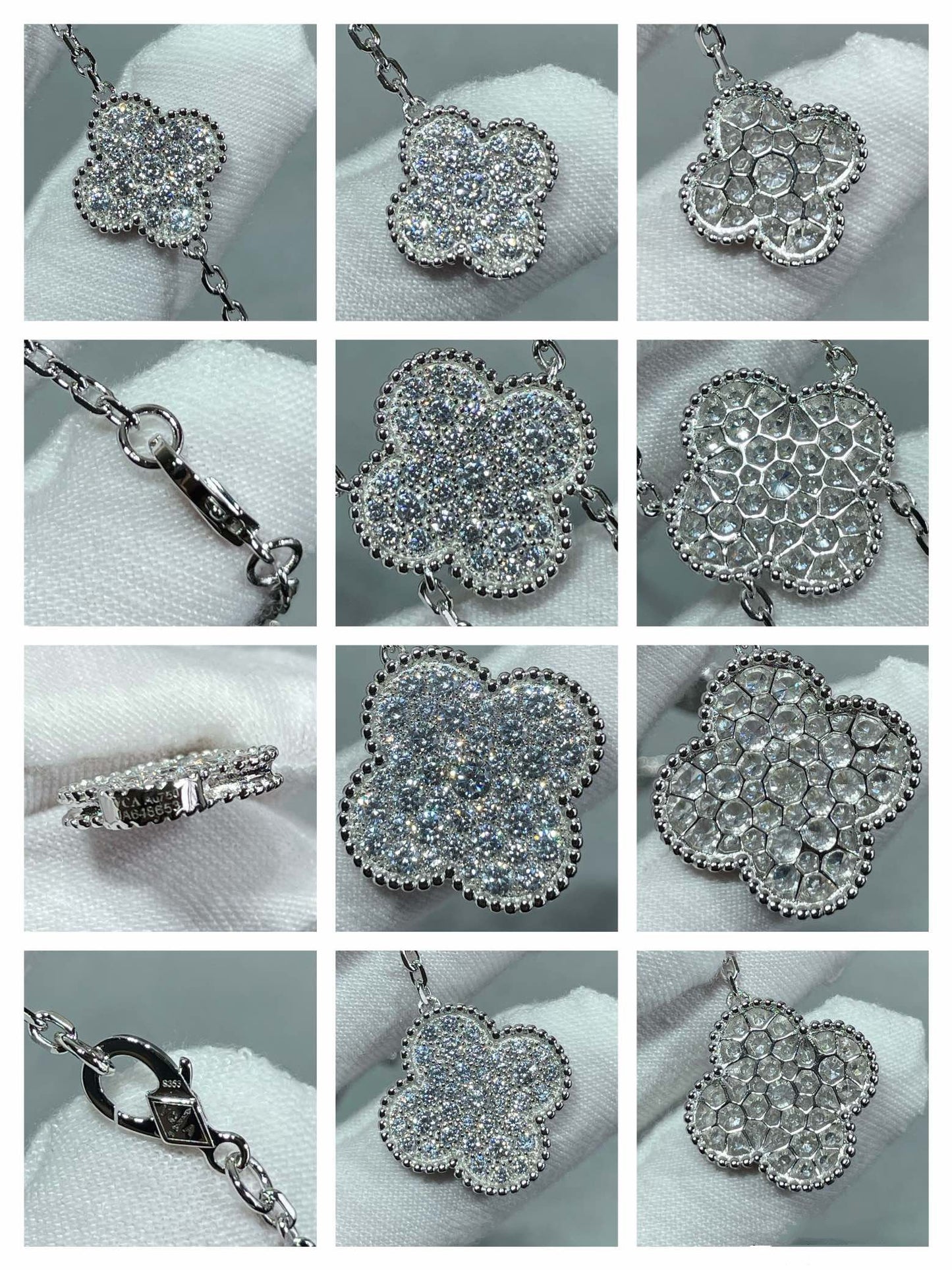 [Lumina]CLOVER 6 MOTIF DIAMOND PAVED NECKLACE