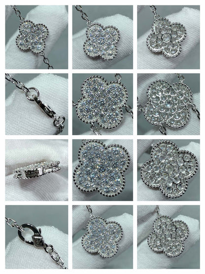 [Lumina]CLOVER 6 MOTIF DIAMOND PAVED NECKLACE