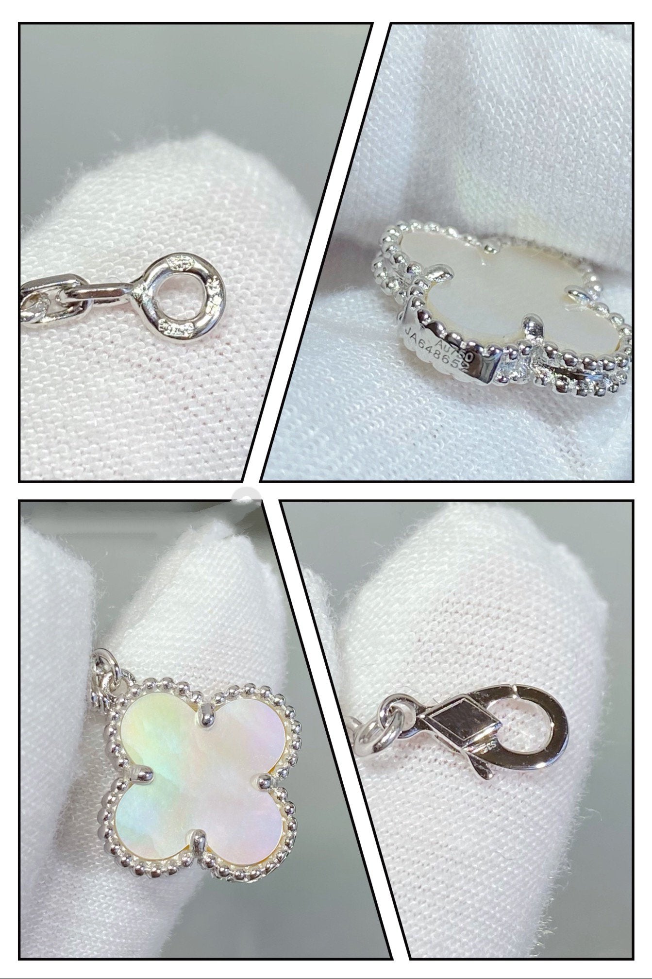 [Lumina]CLOVER 5 MOTIF WHITE MOP SILVER BRACELET