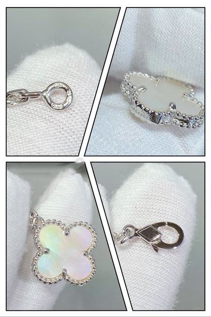 [Lumina]CLOVER 5 MOTIF WHITE MOP SILVER BRACELET