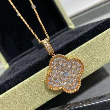 [Lumina]CLOVER 25MM LARGE PEDANT DIAMOND PAVED LONG NECKLACE