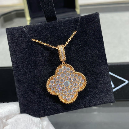 [Lumina]CLOVER 25MM LARGE PEDANT DIAMOND PAVED LONG NECKLACE