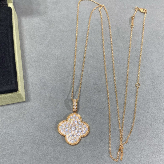 [Lumina]CLOVER 25MM LARGE PEDANT DIAMOND PAVED LONG NECKLACE