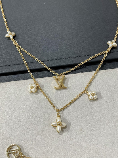 [Lumina]FLOWERGRAM GOLD MOP DOUBLE ROW NECKLACE