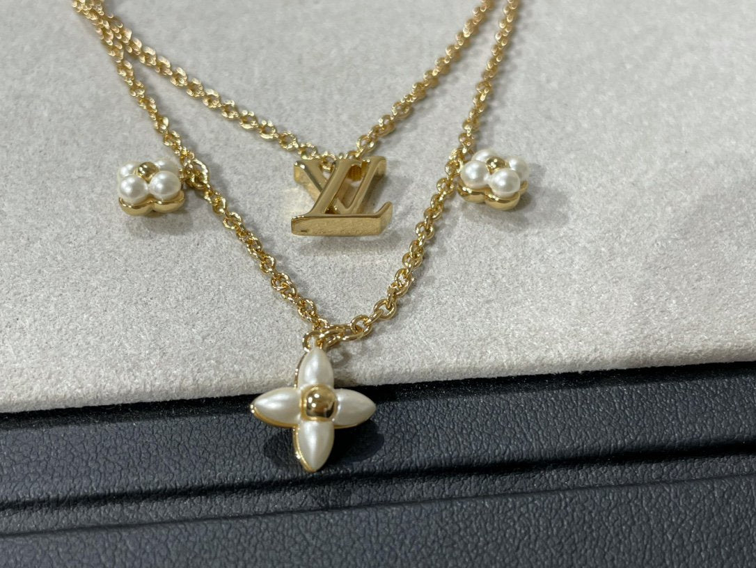 [Lumina]FLOWERGRAM GOLD MOP DOUBLE ROW NECKLACE