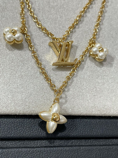 [Lumina]FLOWERGRAM GOLD MOP DOUBLE ROW NECKLACE