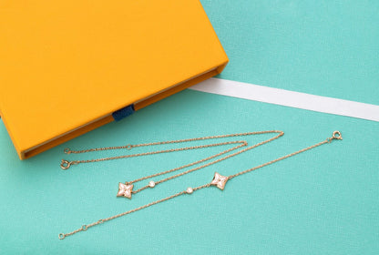 [Lumina]STAR PINK MOP 1 DIAMOND PINK GOLD NECKLACE