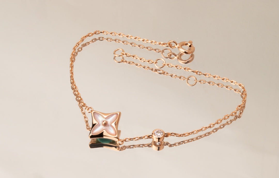 [Lumina]STAR PINK MOP 1 DIAMOND PINK GOLD NECKLACE
