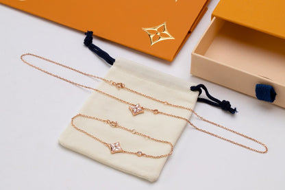 [Lumina]STAR PINK MOP 1 DIAMOND PINK GOLD NECKLACE