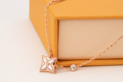 [Lumina]STAR PINK MOP 1 DIAMOND PINK GOLD NECKLACE