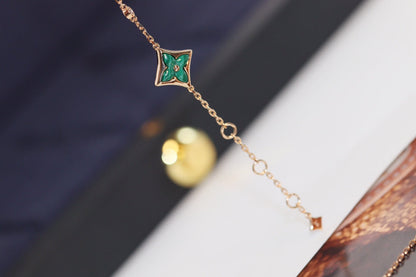 [Lumina]STAR AND SUN 4 MOTIF PINK GOLD MALACHITE BRACELET