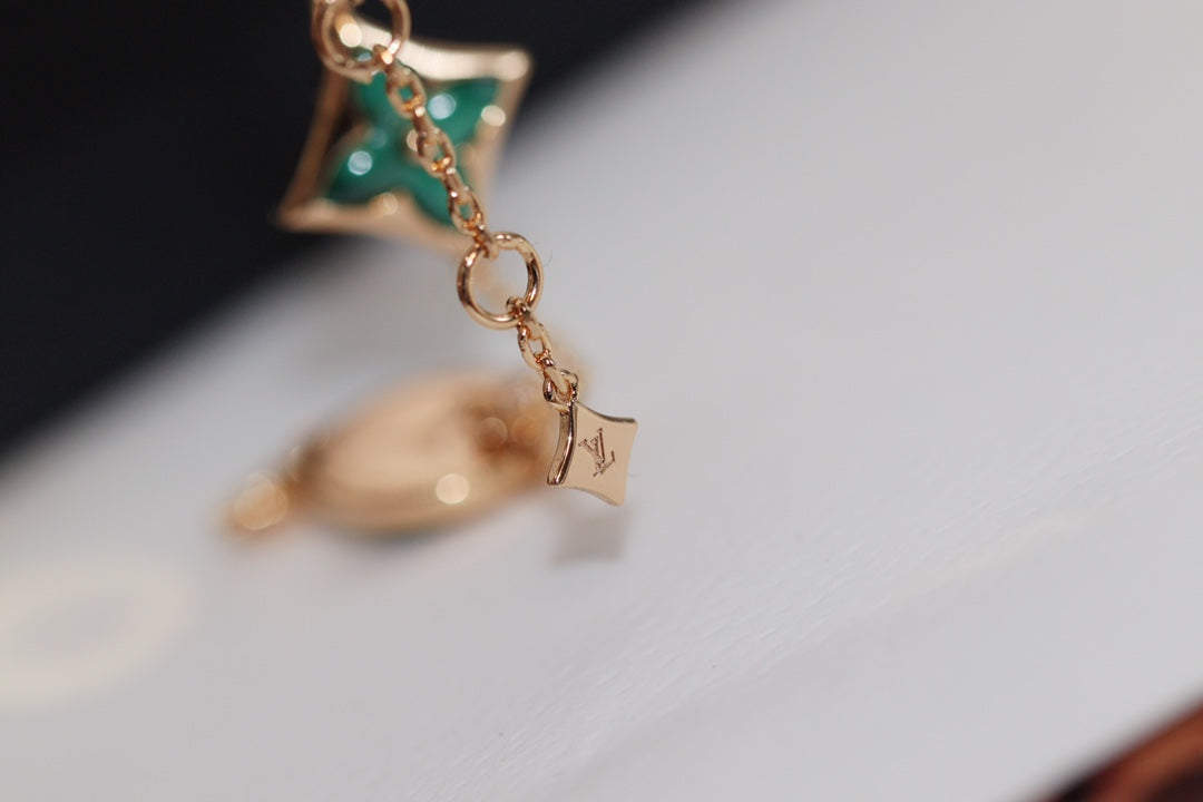 [Lumina]STAR AND SUN 4 MOTIF PINK GOLD MALACHITE BRACELET